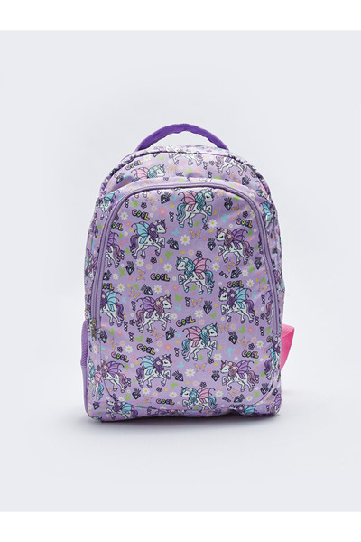 LC Waikiki Purple Unicorn Printed Girl's School Bag