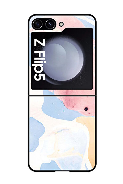 Theodor غطاء حماية مقاوم للصدمات لهاتف سامسونج زد فليب 5 بنقشة زهور وردية فاتحة