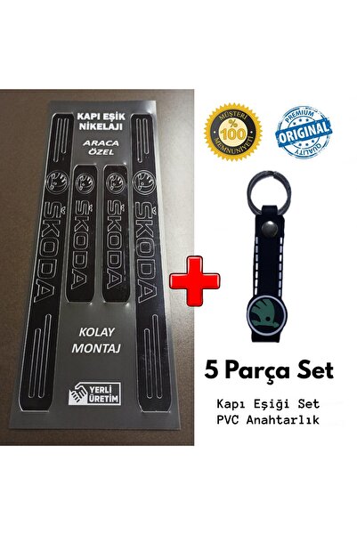 Lazer Store Skoda Grubu ile Uyumlu Kapı Eşiği ve Kauçuk Anahtarlık Set