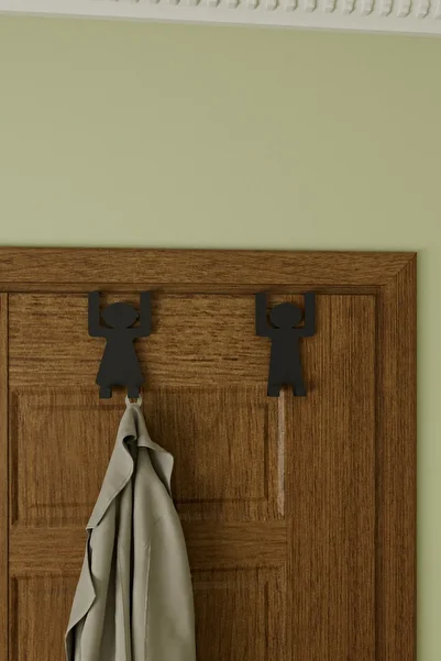 Grandmix Metal American Door Back Hanger Set of 2 with Female and Male Figures Organizer 20X12X6 cm