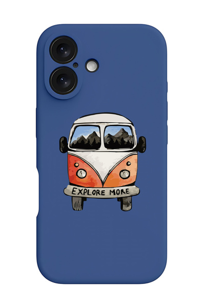 Theodor غطاء حماية سيليكون سائل مقاوم للصدمات لجهاز iPhone 16 باللون الأزرق -...