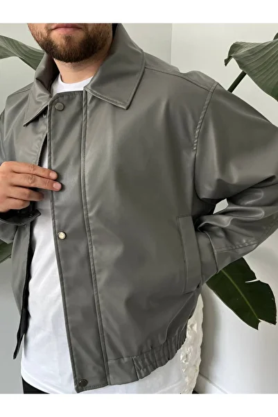Rogyi Tekstil New Season Men's Leather Jacket Oversize Relax Fit Casual Streetwear