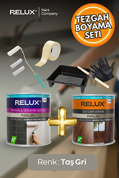 Relux Paint Tezgah Boyama Seti - Fayans Boyama Seti -Banyo Boyama Seti - Merm...