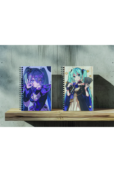 nihonwosekai 2Pcs A5 Size Unlined 50 Sheets Anime Spiral Notebook Hatsune Miku Pjsekai Colorful Project Sekai