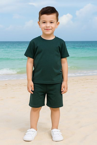 mb kids Basic Girl Boy Summer Shorts Set with Threaded Shorts