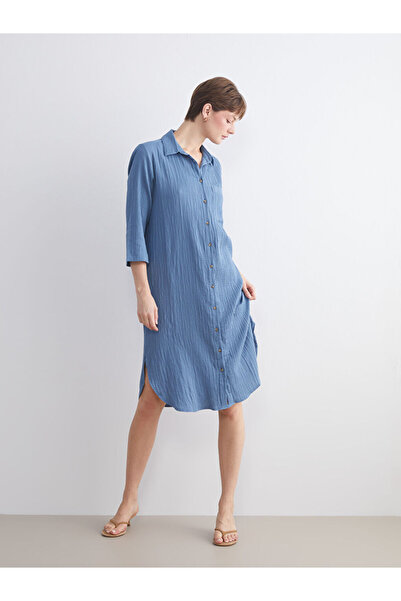 LC Waikiki Λαμπερές επιλογές από το Shining Store |   Φόρεμα πουκάμισο με υφή από μουσελίνα