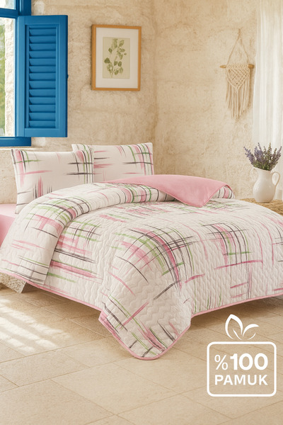 Evimcim 100% Cotton Single Quilted Duvet Cover Set Modern Striped Pattern Luxury Box