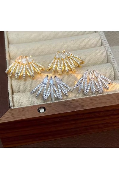 AychaAksesuar Çelik vip tek delik full zirkon taş kaplama çoklu görünüm küpe