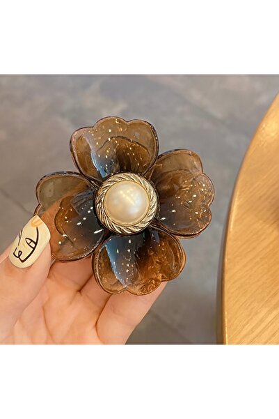 Monalisa Kadın Transparan Kahverengi İncirli Mandal Toka