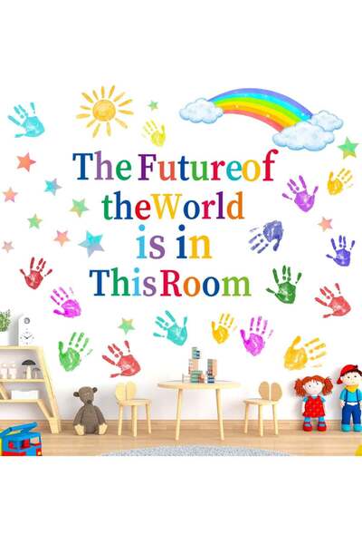 Generic SYOSI SYOSI Colorful Inspirational Wall Stickers, Kids Inspirational Quotes & Handprint Wall Decals