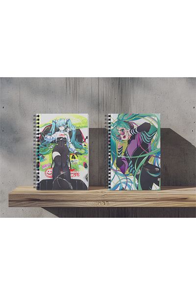 nihonwosekai 2Pcs A5 Size Unlined 50 Sheets Anime Spiral Notebook Hatsune Miku Pjsekai Colorful Project Sekai