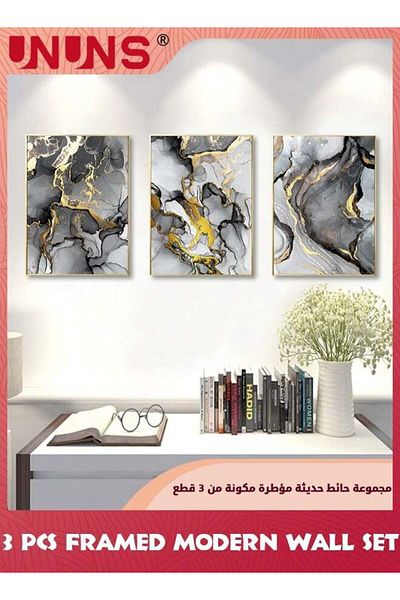 Generic UNUNS Wall Art,Black White Grey Abstract Art Prints,Modern Fluid Ink Canvas Wall Art For Bedroom Li