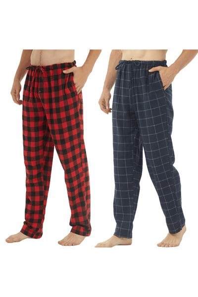 veralya Pijalüx Men's Checkered Poplin Pocket Bottom Pajamas