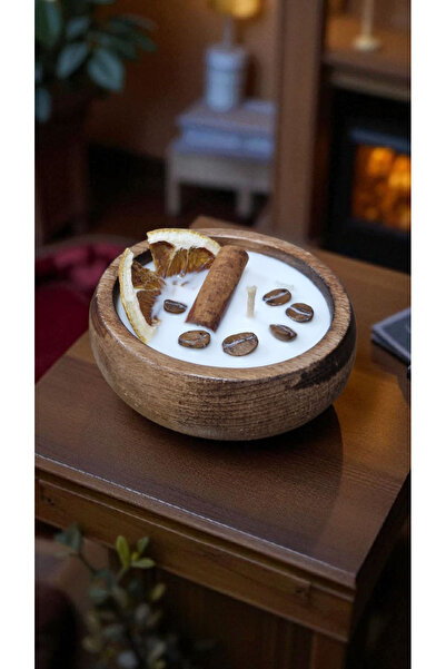 COCOS CANDLES Aromaterapi - Lavanta Esanslı Doğal Soya Wax Mum Portakal Kahve Çekirdeği Tarçınlı 9 cm
