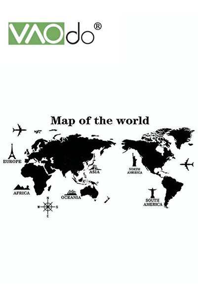 Generic VAOdo World Map Wall Sticker Removable PVC Waterproof Material Home Decoration Suitable For Office