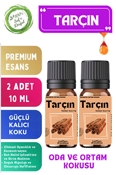 LeafFlora AromaHome Tarçın - Esansiyel Uçucu Yağ - Aromatik Oda ve Ortam Kokusu 2 adet x 10 ML
