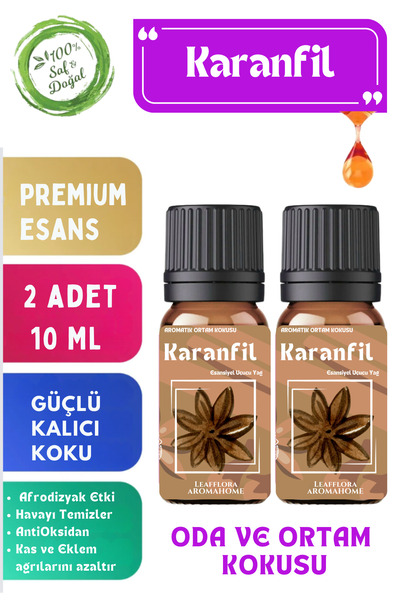 LeafFlora AromaHome Karanfil - Esansiyel Koku Yağı - Aromatik Oda ve Ortam Ko...