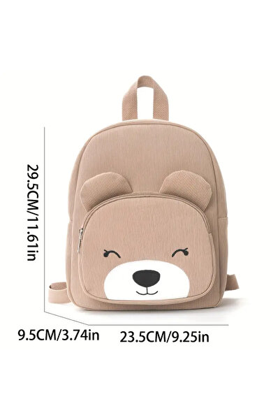 The Cloudish Shop Çocuk anaokulu kreş sırt çantası orta boy Tarçın rengi teddy bear