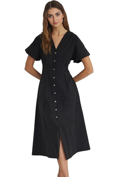 PayBuy Rochie cămașă midi pentru femei Țesătură poplin Model obișnuit Stil ca...