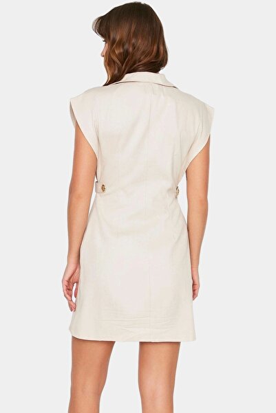 PayBuy Rochie mini din Gabardină pentru femei Guler lunar din bumbac Casual Elegantă Necesară pentru weekendul de vară