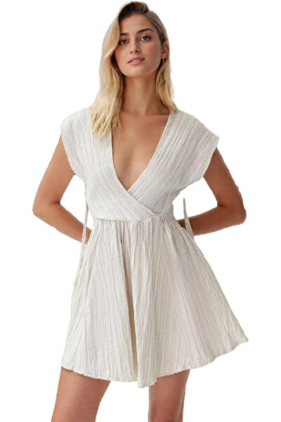 PayBuy Γυναικείο μίνι φόρεμα με λαιμόκοψη V λινό ανάμεικτο καλοκαιρινό φόρεμα...