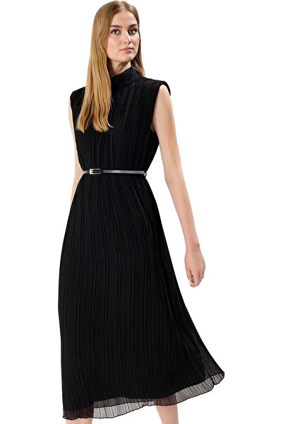 PayBuy Women's Belted Pleat Midi Dress Chiffon Fabric Summer Casual Weekend Summer Indispensable