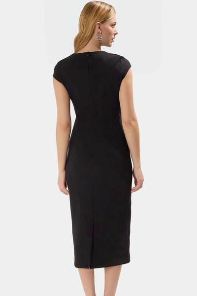 PayBuy Rochie midi de damă cu centură guler pătrat mâneci scurte țesătură țesătură Material durabil pentru afaceri și zilnic