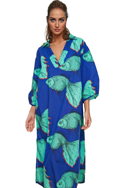 PayBuy Γυναικείο φόρεμα μίντι με λαιμόκοψη V με φαρδύ βαμβακερό καλοκαιρινό ά...