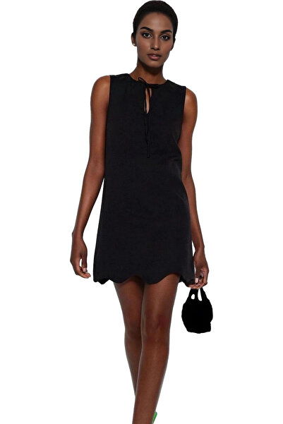 PayBuy Kadın Mini Bisiklet Yaka Elbise Finike Dokuma Yazlık Ofis Stili Yaz Aylarının Vazgeçilmezi