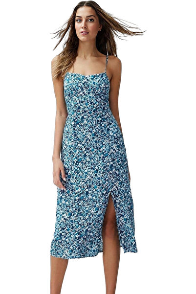 PayBuy Γυναικείο φλοράλ μοτίβο Μίντι φόρεμα με καλοκαιρινό υφαντό ύφασμα Άνετ...