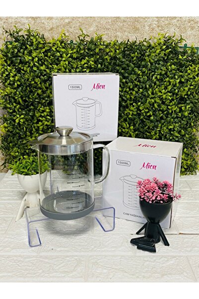 LİLA HOME Cam Süzgeçli Ölçülü 1,5 L Yağdanlık