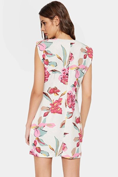 PayBuy Rochie mini-jachetă cu imprimeu floral pentru femei, cu decolteu în V, aspect de in, ocazional, combinații zilnice de vară