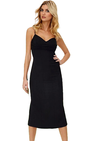 PayBuy Γυναικείο φόρεμα Bodycon Midi με γιακά καρδιάς υφαντό ύφασμα Ειδικές π...