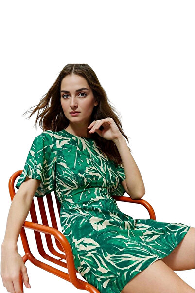 PayBuy Mini rochie de damă, cu model de flori tropicale, în formă de A, visco...