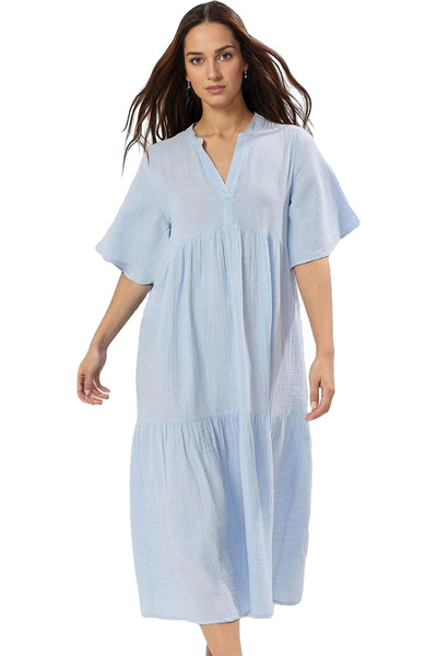 PayBuy Rochie midi din muselină pentru femei, cu croiala largă, din bumbac, s...