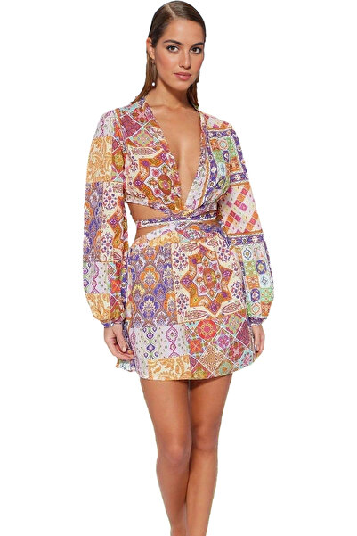 PayBuy Γυναικείο μίνι έθνικ μοτίβο V λαιμόκοψη φόρεμα παραλίας βαμβακερό καλο...