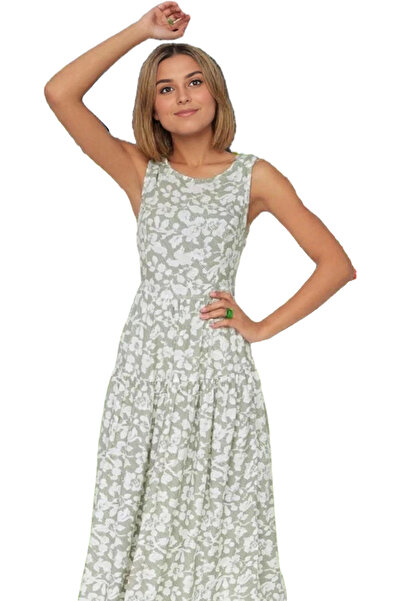 PayBuy فستان نسائي متوسط ​​الطول منقوش بالزهور من نسيج الفسكوز للاستخدام اليومي، مريح في عطلة نهاية الأسبوع