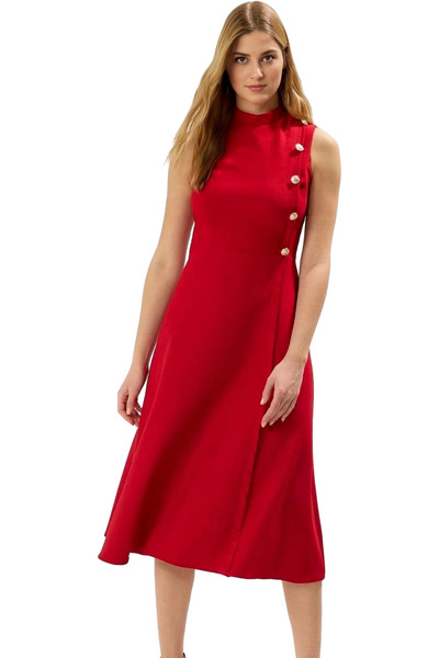 PayBuy Kadın Midi Boy Dokuma Elbise Belden Etekli Ofis Şıklığı Yazlık Günlük ...