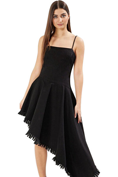 PayBuy Women's Asymmetrical Denim Midi Dress Square Collar Tassels Cotton Casual Stylish Summer Indispensable