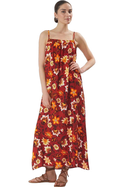 PayBuy Rochie maxi pentru femei, cu model tropical, țesătură vâscoasă, ocazio...