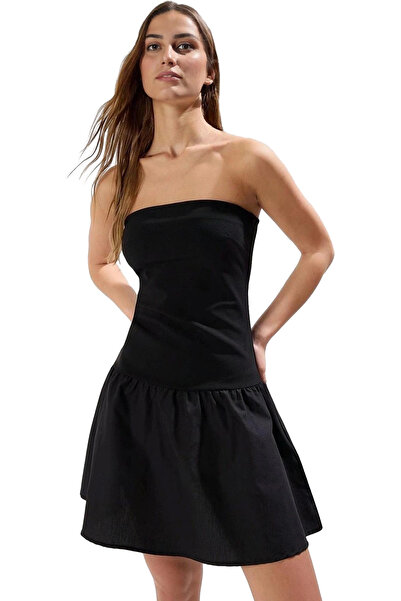 PayBuy Γυναικείο Μίνι Α γραμμή Στράπλες Πλεκτό Φόρεμα Υφαντό Λεπτομερές Βαμβα...