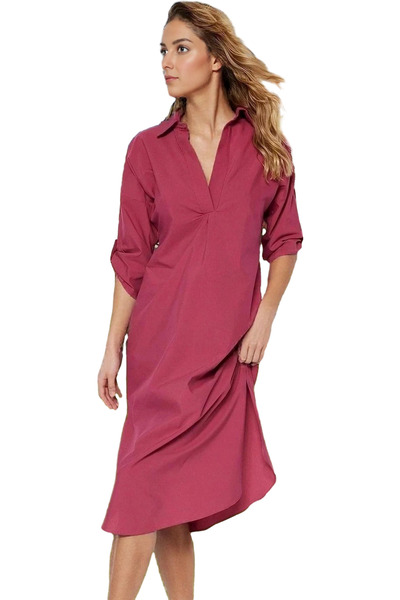 PayBuy Women's Midi Length Poplin Woven Dress Casual Daily Summer Design Summ...