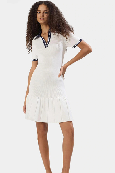 PayBuy Women's Mini Polo Neck Knitwear Dress Pleated Skirt Summer Comfortable Casual Style Summer's Must-Have