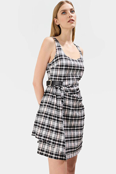 PayBuy Rochie mini în carouri în formă de A pentru femei, țesătură de bumbac,...