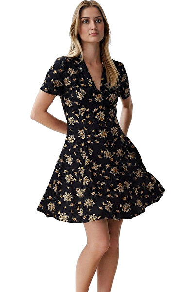 PayBuy Mini cămașă din șifon pentru femei Rochie cu model floral Țesătură vâs...