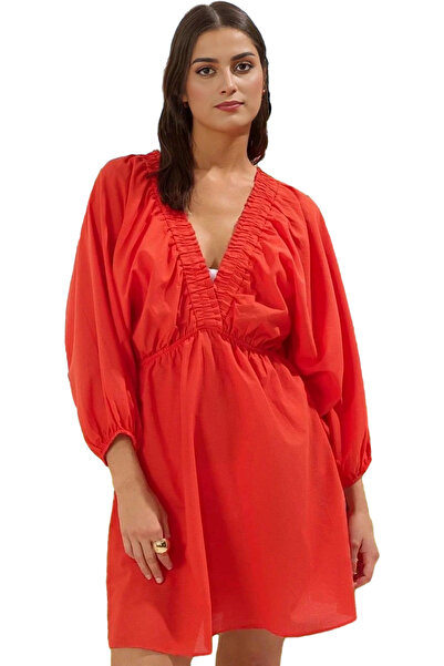 PayBuy Γυναικείο φόρεμα παραλίας Μίνι με λαιμόκοψη V λαιμόκοψη βαμβακερό υφαν...