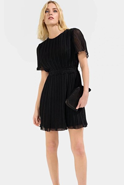 PayBuy Women's Pleated Mini Chiffon Dress Crew Neck Short Sleeve Summer Casual Summer's Must-Have
