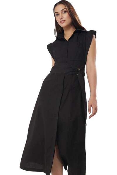 PayBuy Γυναικείο πουκάμισο μίντι μήκους Φόρεμα με ζώνη από ύφασμα ποπλίνα Καθ...