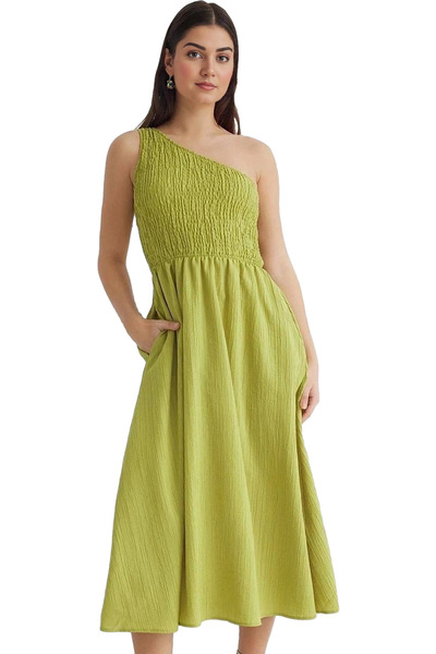 PayBuy Women's One Shoulder Midi Dress Woven Fabric Stylish Summer Casual Use a Must Have in Summer
