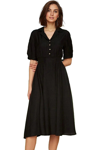 PayBuy Γυναικείο φόρεμα A-Line Midi πουκάμισο με γιακά βισκόζης με ανθεκτικό ...